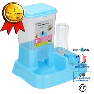 Automatique Gamelle Mangeoire Bouteille Distributeur Eau Croquette Pr Chien Chat Bleu Clair